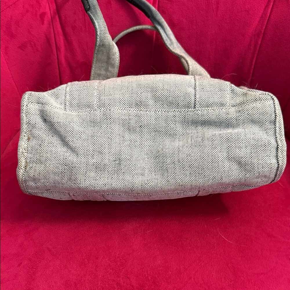 Prada Grey Mini Canvas Tote with Black Trim - Picture 3 of 13